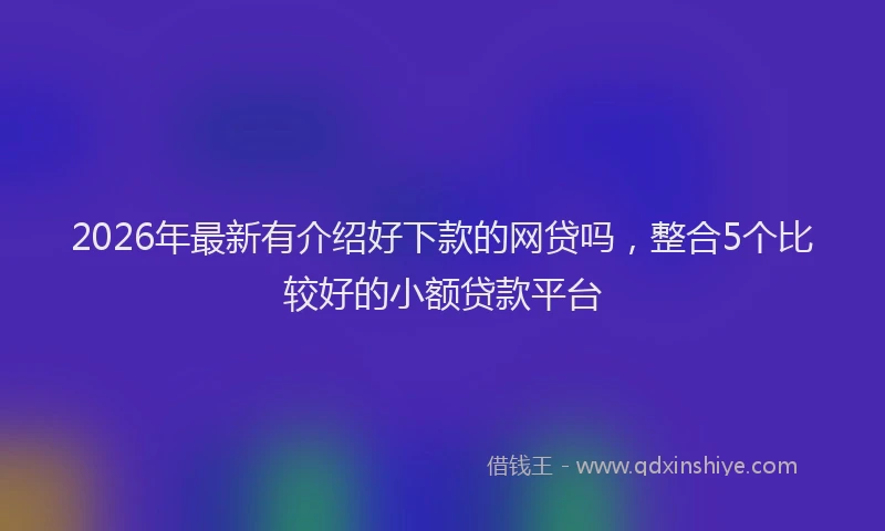 2026年最新有介绍好下款的网贷吗，整合5个比较好的小额贷款平台