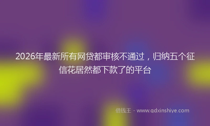 2026年最新所有网贷都审核不通过，归纳五个征信花居然都下款了的平台