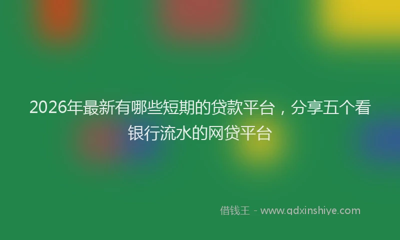2026年最新有哪些短期的贷款平台，分享五个看银行流水的网贷平台