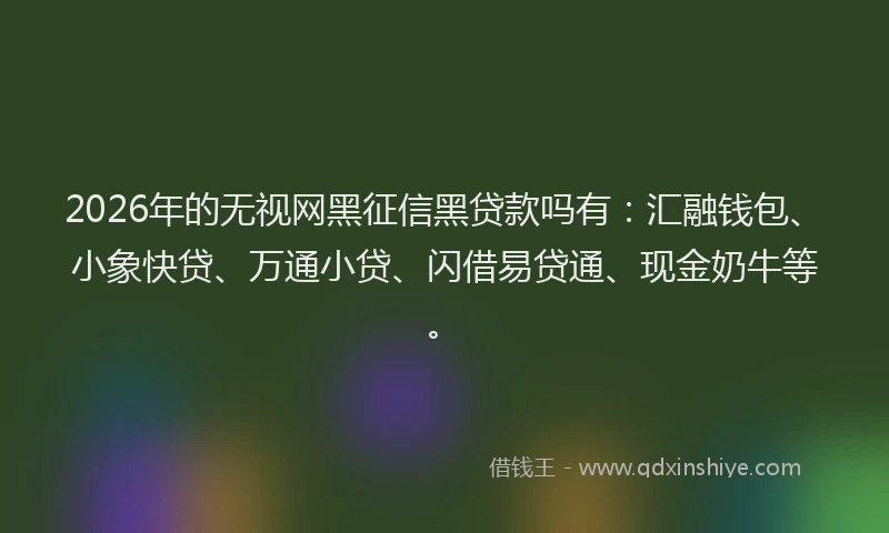 2026年的无视网黑征信黑贷款吗有：汇融钱包、小象快贷、万通小贷、闪借易贷通、现金奶牛等。