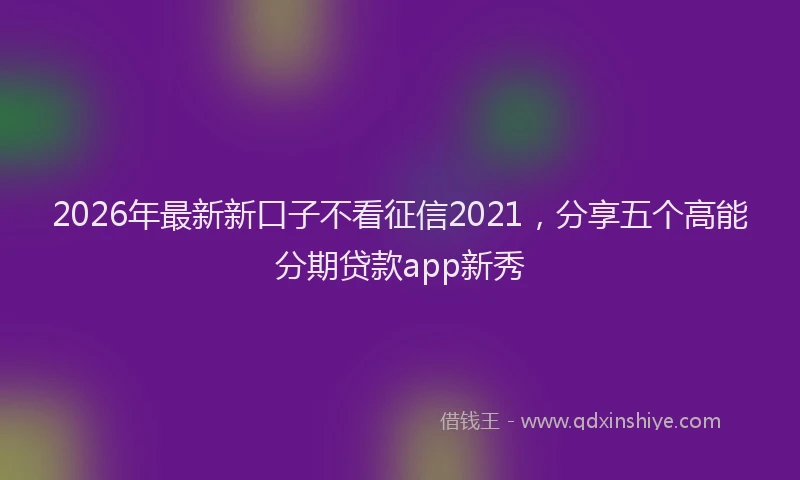2026年最新新口子不看征信2021，分享五个高能分期贷款app新秀