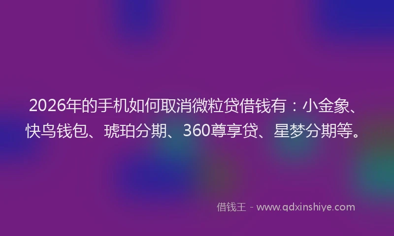 2026年的手机如何取消微粒贷借钱有：小金象、快鸟钱包、琥珀分期、360尊享贷、星梦分期等。
