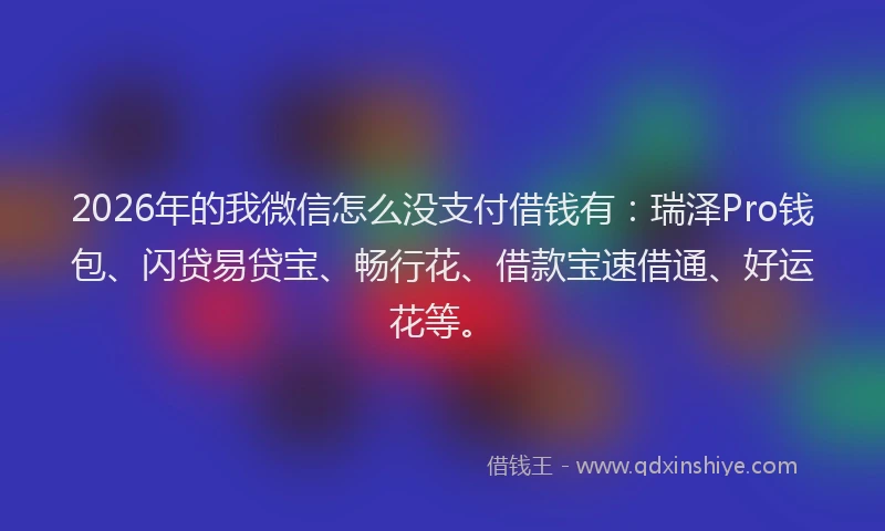 2026年的我微信怎么没支付借钱有：瑞泽Pro钱包、闪贷易贷宝、畅行花、借款宝速借通、好运花等。