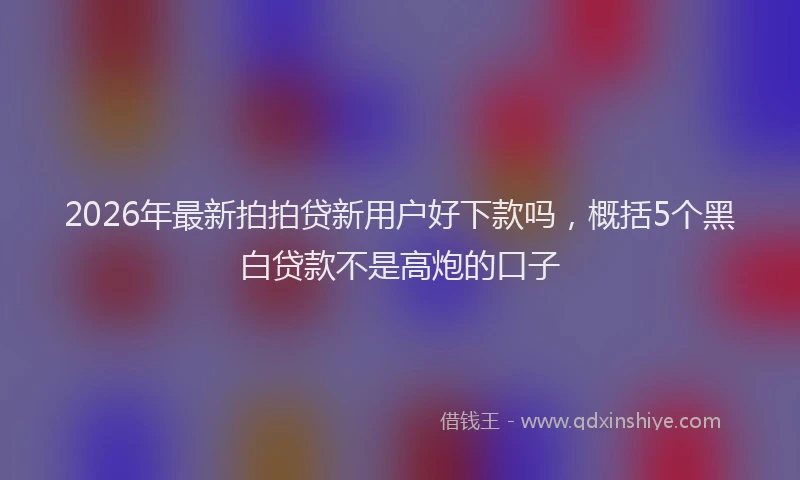 2026年最新拍拍贷新用户好下款吗，概括5个黑白贷款不是高炮的口子