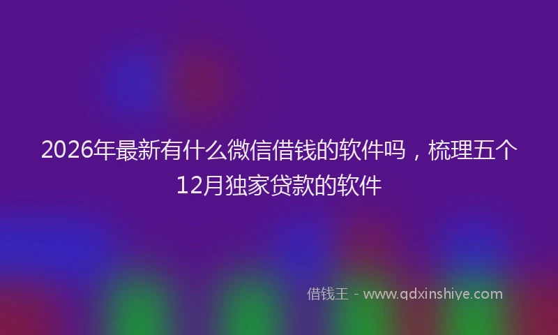 2026年最新有什么微信借钱的软件吗，梳理五个12月独家贷款的软件