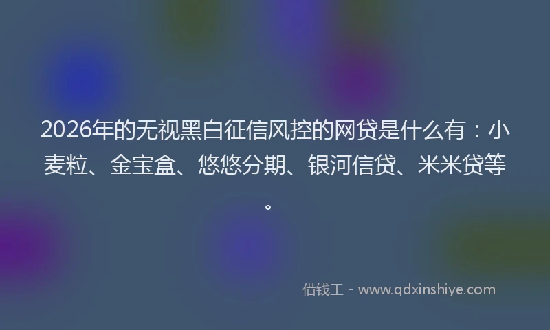 2026年的无视黑白征信风控的网贷是什么有：小麦粒、金宝盒、悠悠分期、银河信贷、米米贷等。