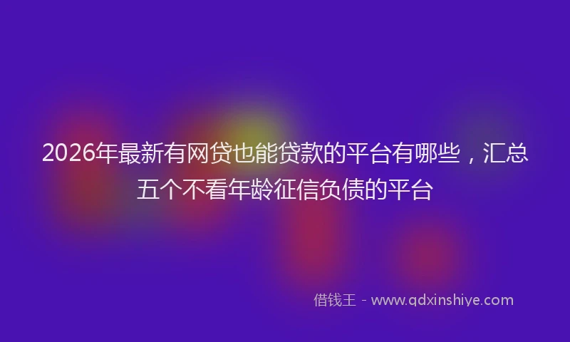 2026年最新有网贷也能贷款的平台有哪些，汇总五个不看年龄征信负债的平台