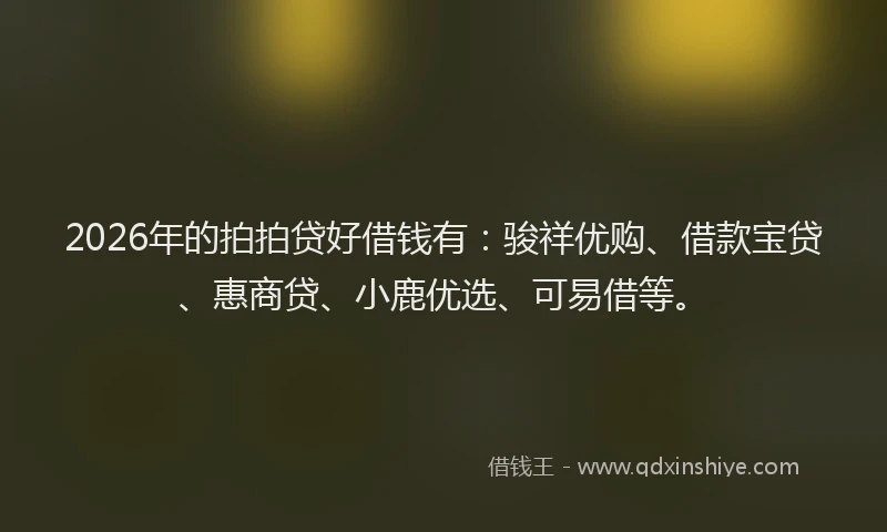 2026年的拍拍贷好借钱有：骏祥优购、借款宝贷、惠商贷、小鹿优选、可易借等。