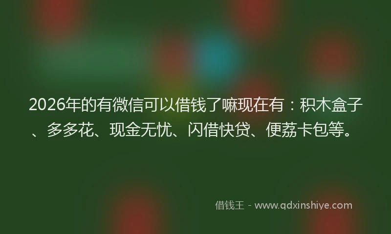 2026年的有微信可以借钱了嘛现在有：积木盒子、多多花、现金无忧、闪借快贷、便荔卡包等。