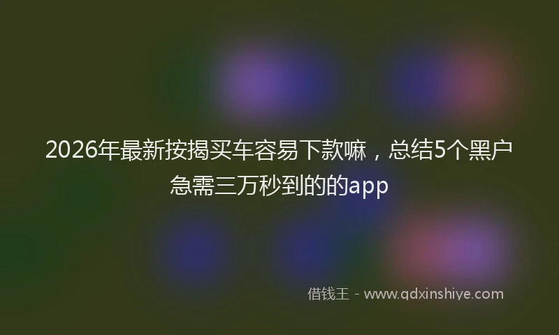 2026年最新按揭买车容易下款嘛，总结5个黑户急需三万秒到的的app