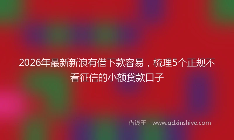 2026年最新新浪有借下款容易，梳理5个正规不看征信的小额贷款口子