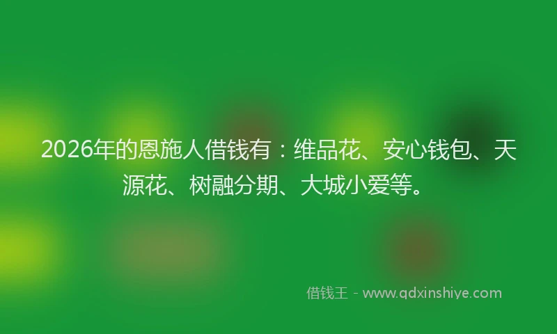 2026年的恩施人借钱有：维品花、安心钱包、天源花、树融分期、大城小爱等。