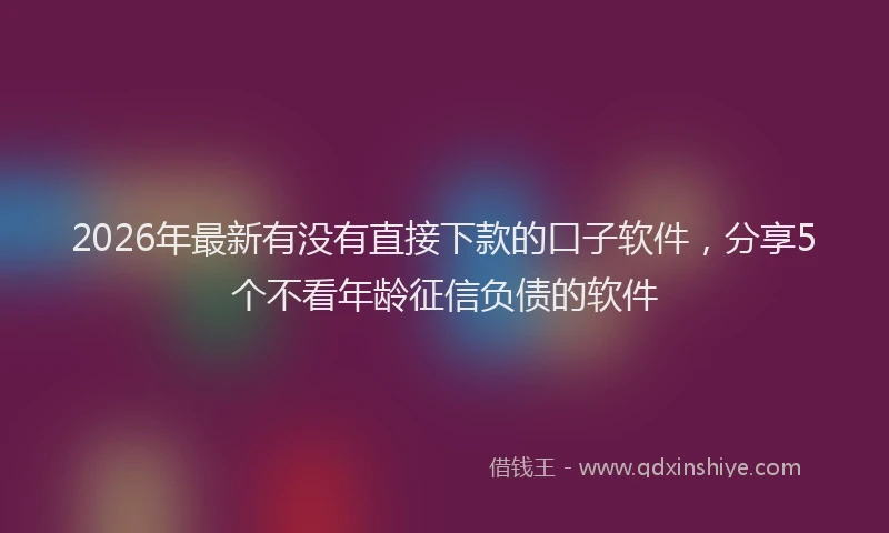 2026年最新有没有直接下款的口子软件，分享5个不看年龄征信负债的软件