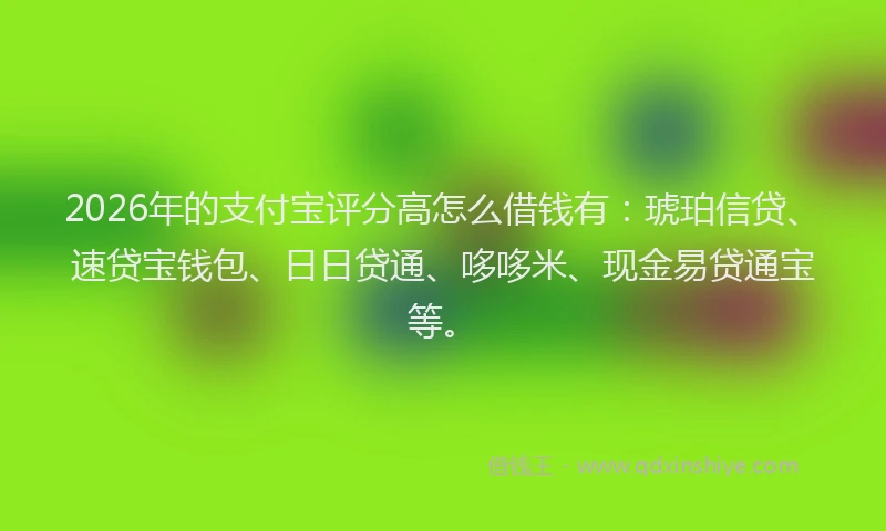2026年的支付宝评分高怎么借钱有：琥珀信贷、速贷宝钱包、日日贷通、哆哆米、现金易贷通宝等。