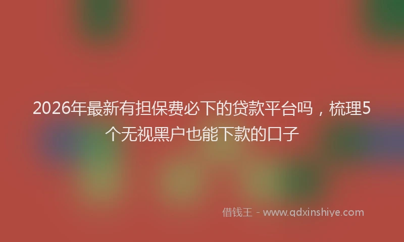 2026年最新有担保费必下的贷款平台吗，梳理5个无视黑户也能下款的口子