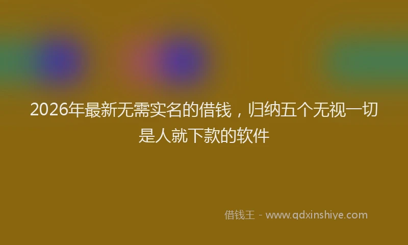 2026年最新无需实名的借钱，归纳五个无视一切是人就下款的软件