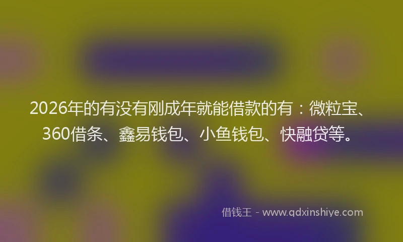 2026年的有没有刚成年就能借款的有：微粒宝、360借条、鑫易钱包、小鱼钱包、快融贷等。