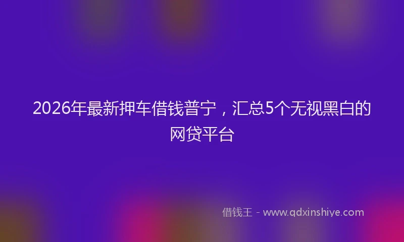 2026年最新押车借钱普宁，汇总5个无视黑白的网贷平台