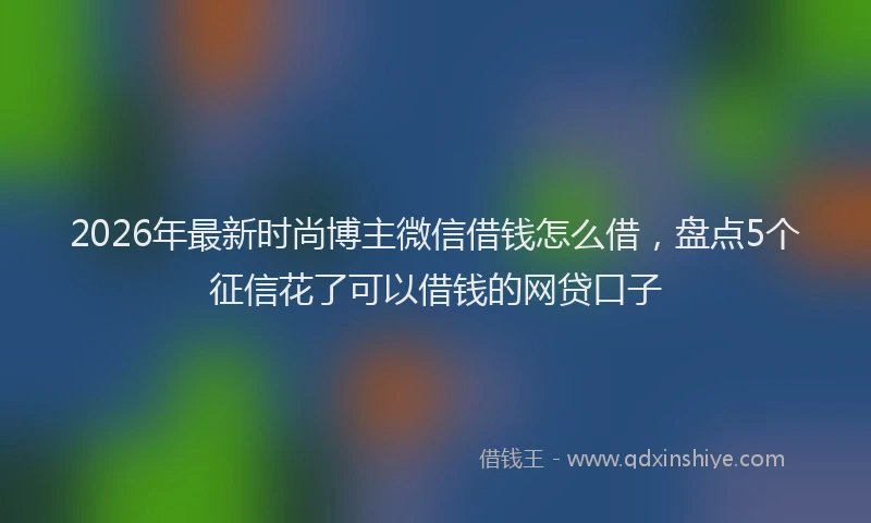 2026年最新时尚博主微信借钱怎么借，盘点5个征信花了可以借钱的网贷口子