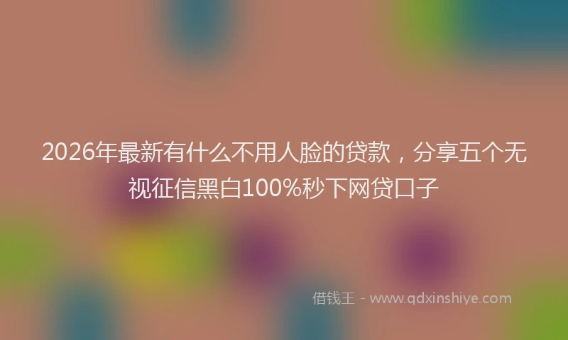 2026年最新有什么不用人脸的贷款，分享五个无视征信黑白100%秒下网贷口子