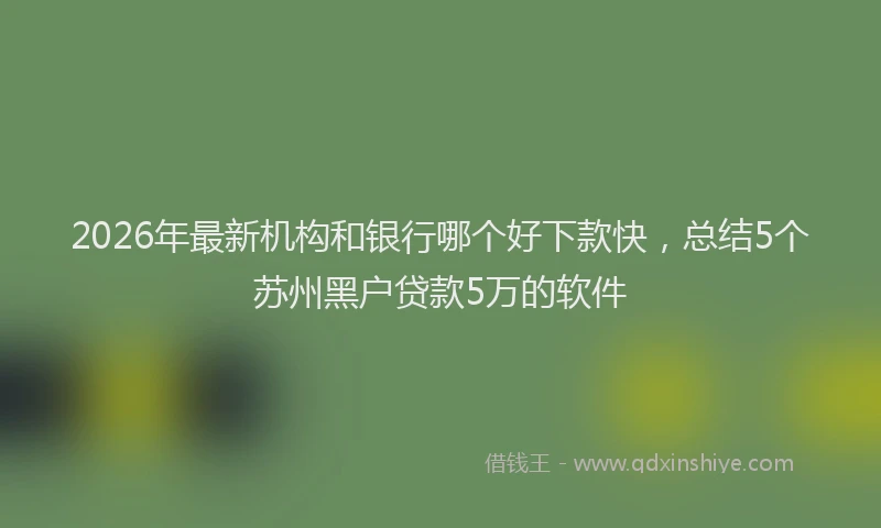 2026年最新机构和银行哪个好下款快，总结5个苏州黑户贷款5万的软件