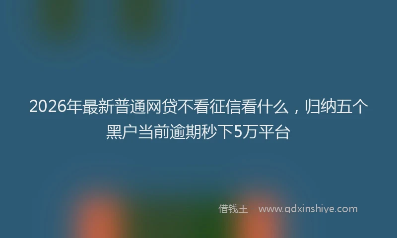 2026年最新普通网贷不看征信看什么，归纳五个黑户当前逾期秒下5万平台