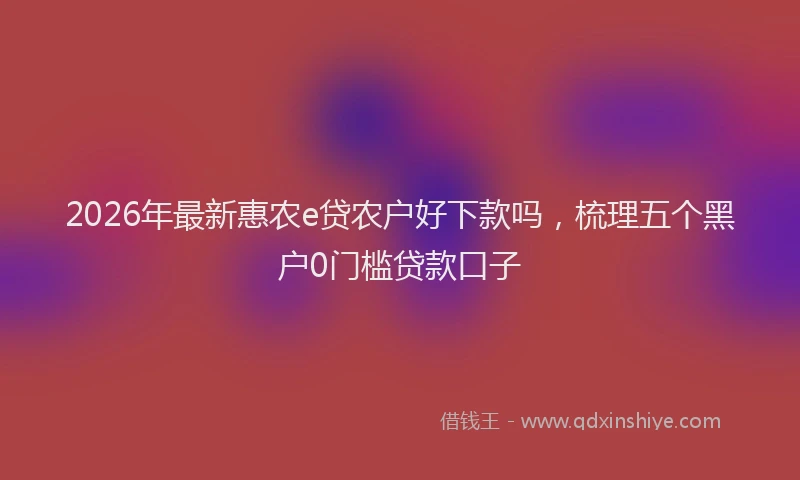2026年最新惠农e贷农户好下款吗，梳理五个黑户0门槛贷款口子