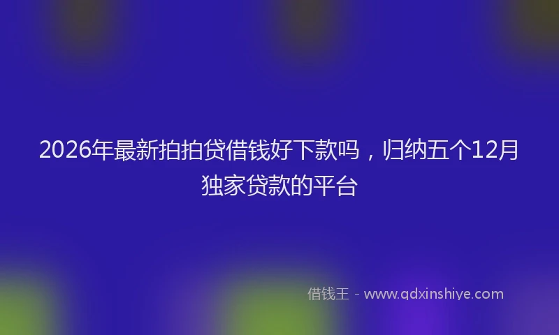 2026年最新拍拍贷借钱好下款吗，归纳五个12月独家贷款的平台