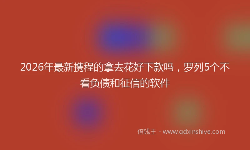 2026年最新携程的拿去花好下款吗，罗列5个不看负债和征信的软件