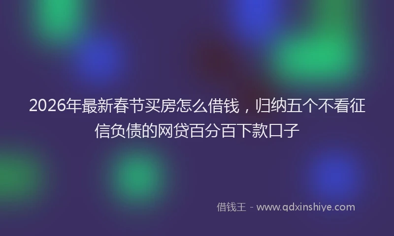 2026年最新春节买房怎么借钱，归纳五个不看征信负债的网贷百分百下款口子