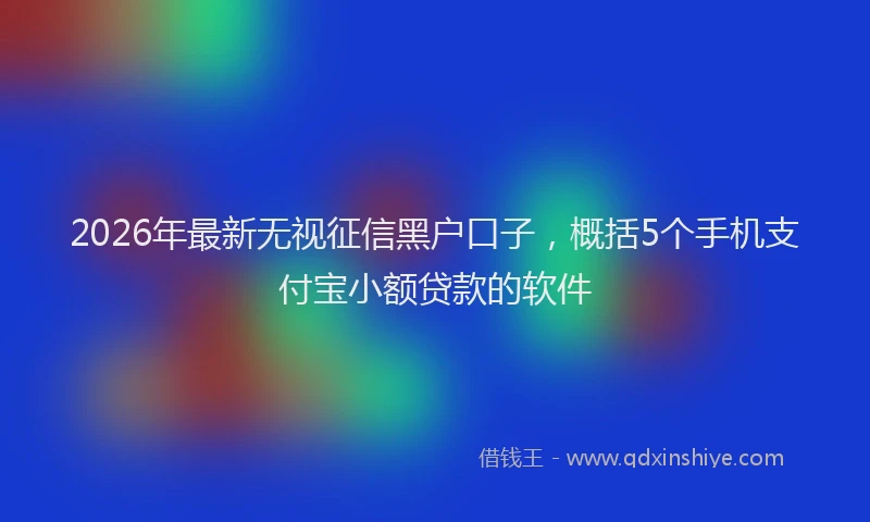 2026年最新无视征信黑户口子，概括5个手机支付宝小额贷款的软件