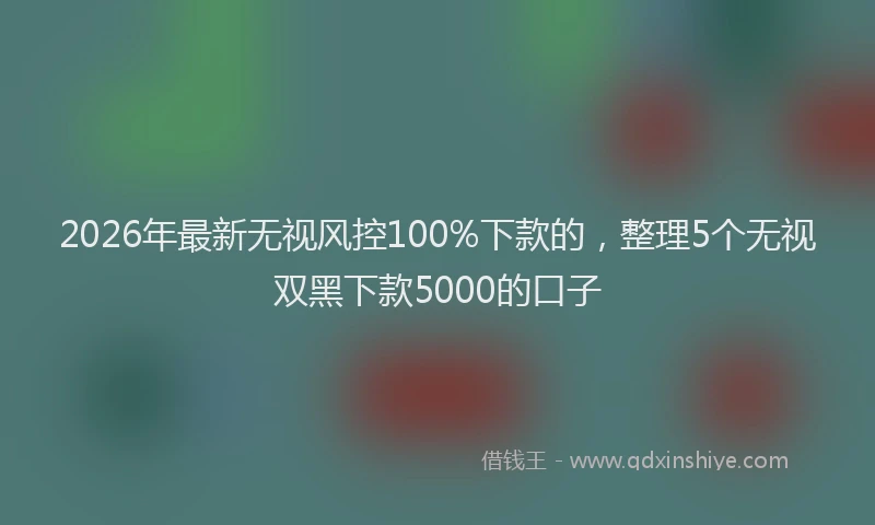 2026年最新无视风控100%下款的，整理5个无视双黑下款5000的口子