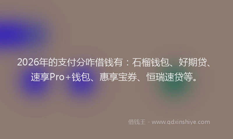2026年的支付分咋借钱有：石榴钱包、好期贷、速享Pro+钱包、惠享宝券、恒瑞速贷等。