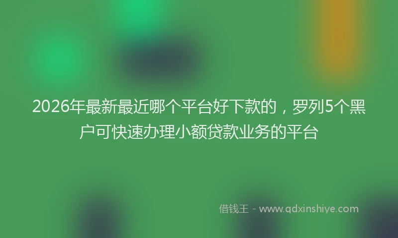 2026年最新最近哪个平台好下款的，罗列5个黑户可快速办理小额贷款业务的平台