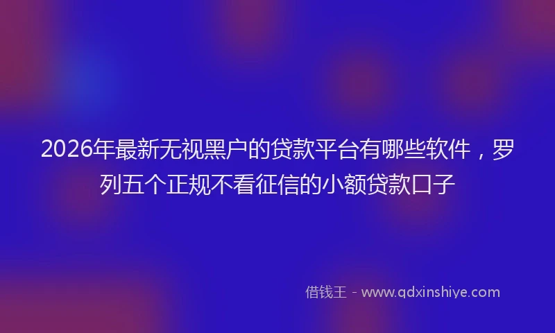 2026年最新无视黑户的贷款平台有哪些软件，罗列五个正规不看征信的小额贷款口子