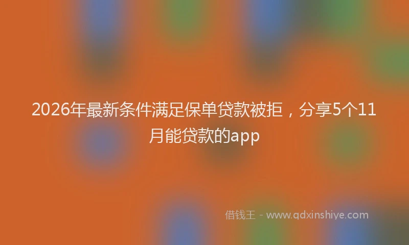 2026年最新条件满足保单贷款被拒，分享5个11月能贷款的app