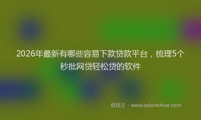 2026年最新有哪些容易下款贷款平台，梳理5个秒批网贷轻松贷的软件