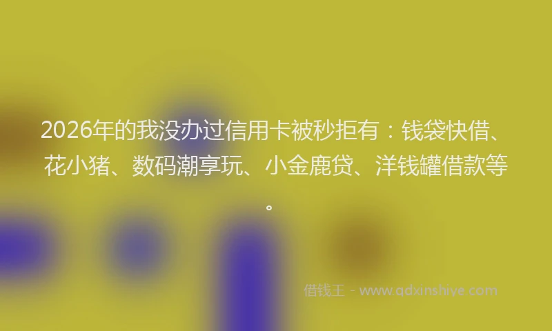 2026年的我没办过信用卡被秒拒有：钱袋快借、花小猪、数码潮享玩、小金鹿贷、洋钱罐借款等。