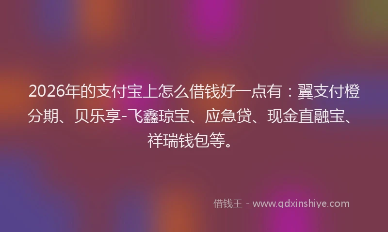 2026年的支付宝上怎么借钱好一点有：翼支付橙分期、贝乐享-飞鑫琼宝、应急贷、现金直融宝、祥瑞钱包等。