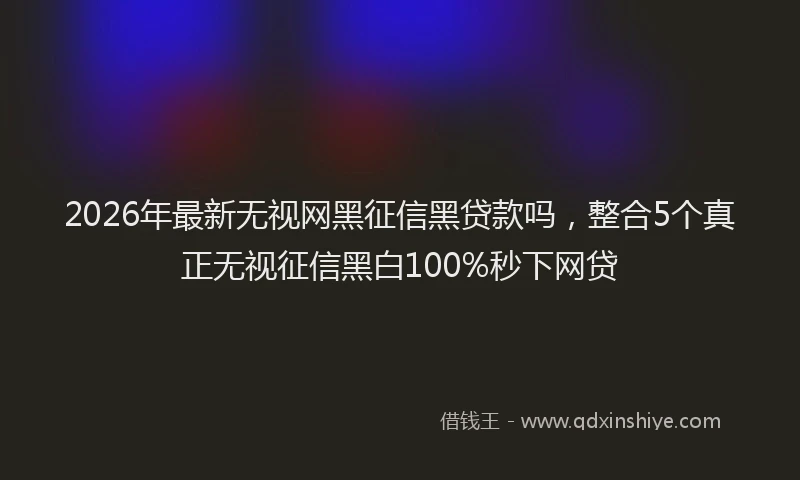 2026年最新无视网黑征信黑贷款吗，整合5个真正无视征信黑白100%秒下网贷