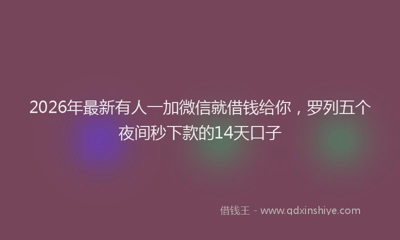 2026年最新有人一加微信就借钱给你，罗列五个夜间秒下款的14天口子