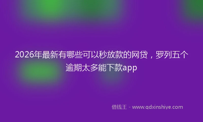 2026年最新有哪些可以秒放款的网贷，罗列五个逾期太多能下款app