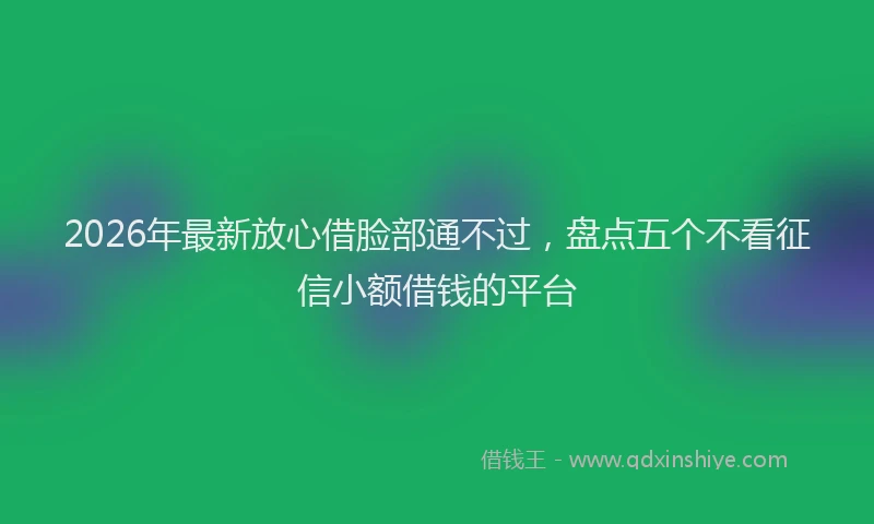 2026年最新放心借脸部通不过，盘点五个不看征信小额借钱的平台