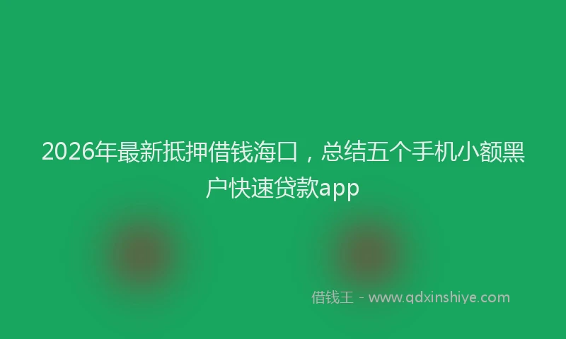 2026年最新抵押借钱海口，总结五个手机小额黑户快速贷款app