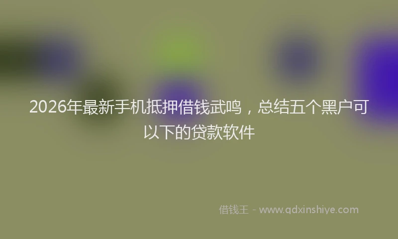 2026年最新手机抵押借钱武鸣，总结五个黑户可以下的贷款软件