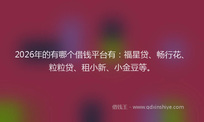 2026年的有哪个借钱平台有：福星贷、畅行花、粒粒贷、租小新、小金豆等。