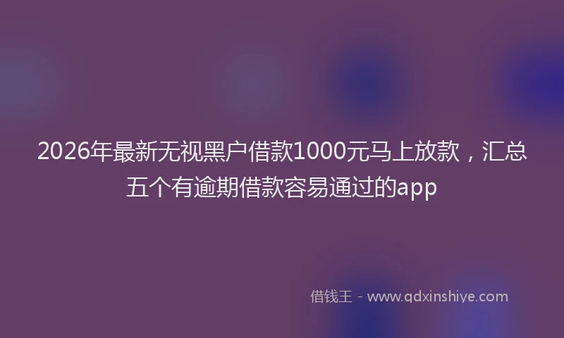 2026年最新无视黑户借款1000元马上放款，汇总五个有逾期借款容易通过的app