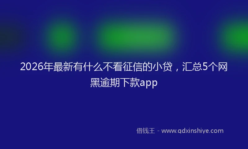 2026年最新有什么不看征信的小贷，汇总5个网黑逾期下款app