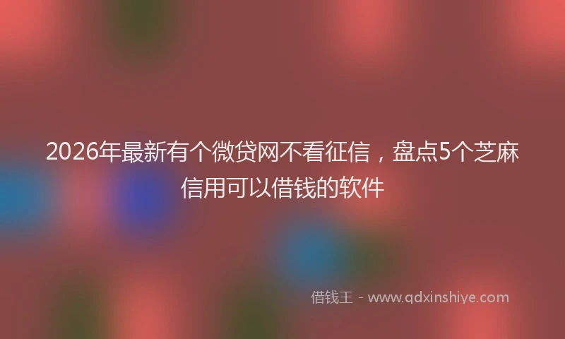2026年最新有个微贷网不看征信，盘点5个芝麻信用可以借钱的软件