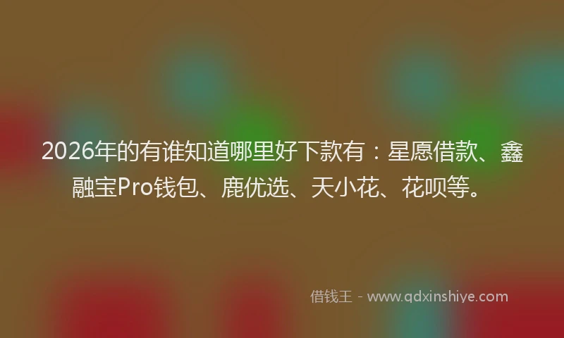 2026年的有谁知道哪里好下款有：星愿借款、鑫融宝Pro钱包、鹿优选、天小花、花呗等。